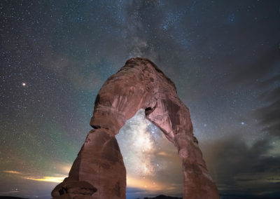 The Milky Way core peeking through the arch of "Delicate Arch" in Arches National Park, Moab-Utah.