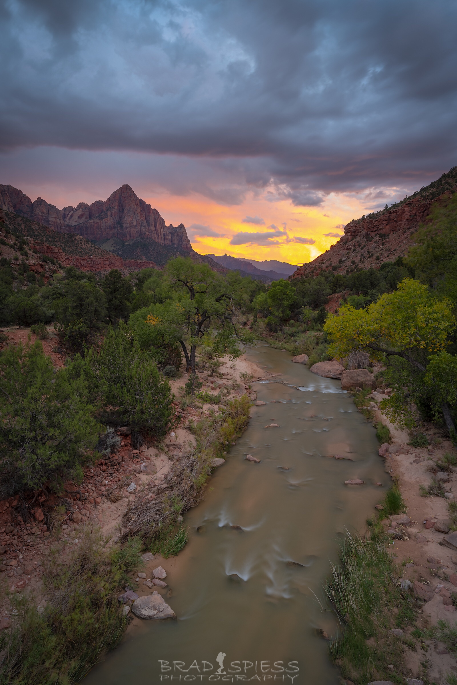 Looking out at a Stormy Sunset at the Watchman Bridge