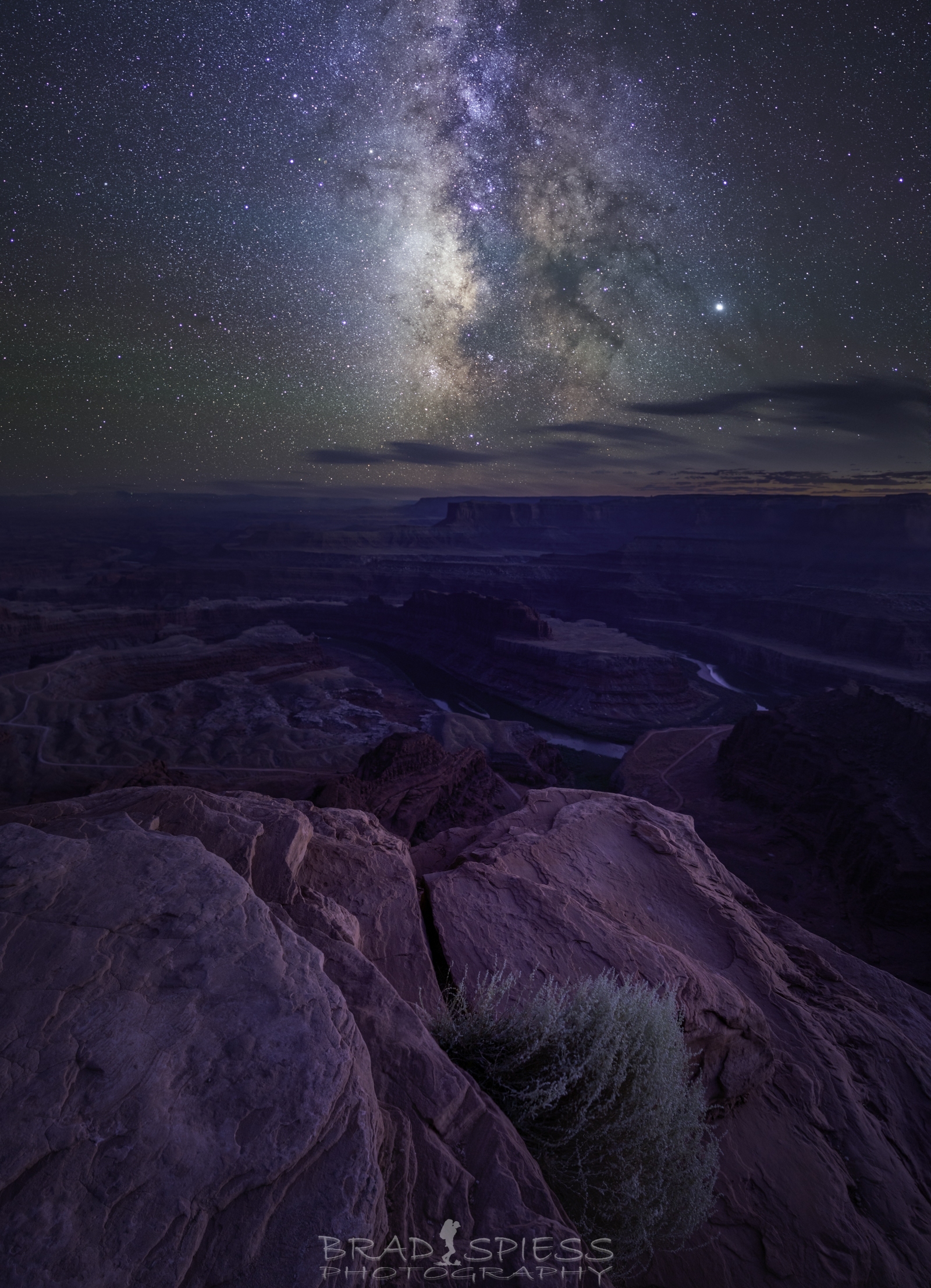The Milky Way rising in the night sky behind Dead Horse Point. 
